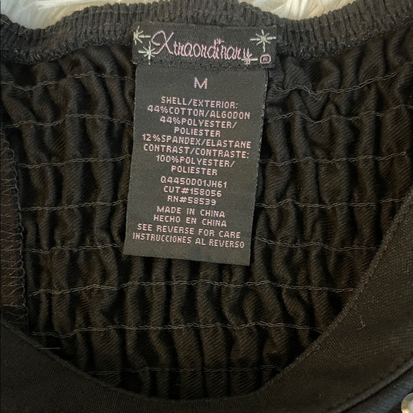 Xtraordinary Black Puff Sleeve Top with Stud Accents Size Medium NWT - Picture 6 of 8